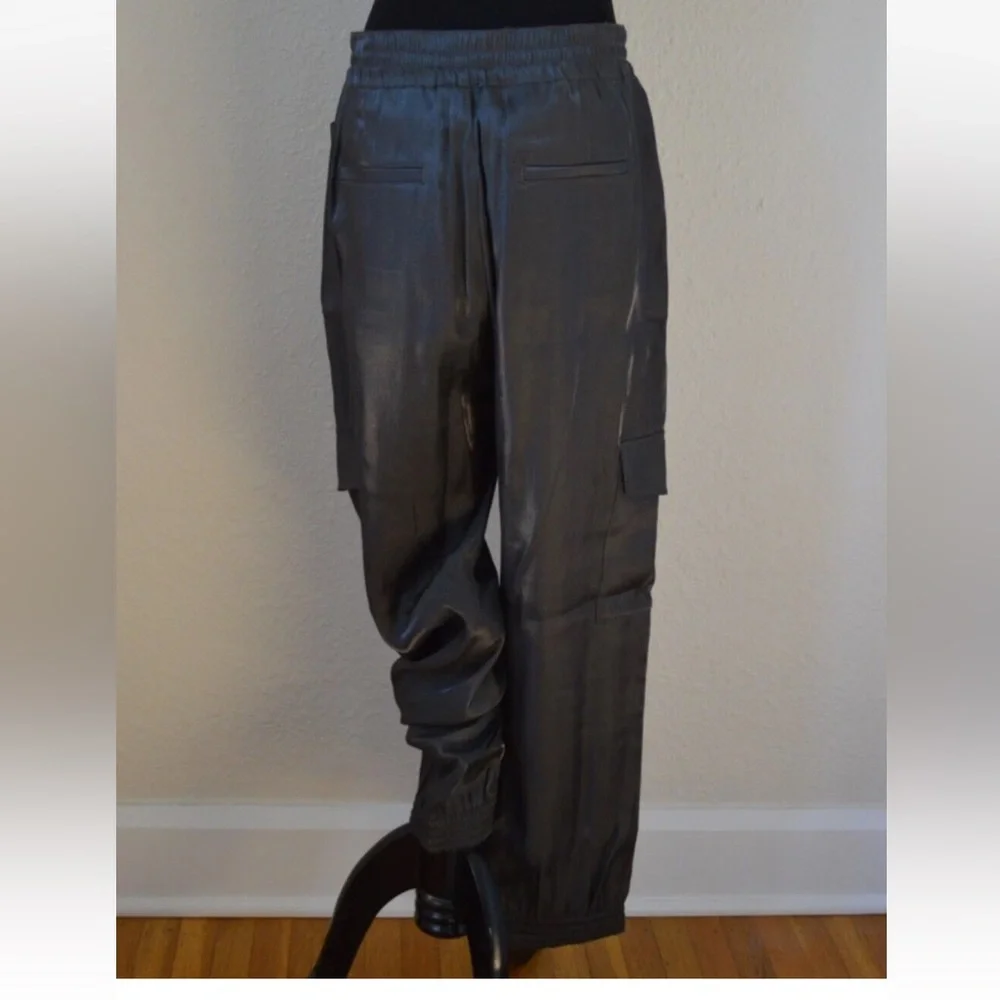 Anthropologie Dark green/Gray Shimmer Shine Joggers Cargo Pants Medium XSP - Picture 3 of 7